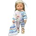 Cute Baby Doll Clothes Clothing Dresses Blue Stripes Rompers Jumpsuit Pajames Outfits with Hat for 14 Inches American Girl / Boy Dolls