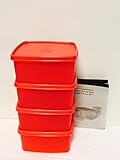 Tupperware Freeze-it Set of 4 Small Deep Freezer Squares in Raspberry Red
