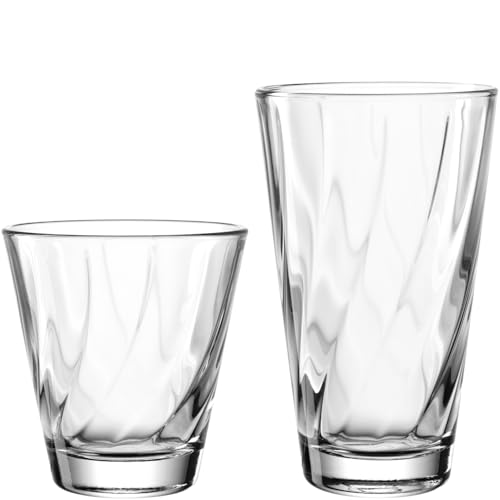LEONARDO HOME Twist 023592 Lot de 12 verres à jus de fruits, à eau, ergonomiques, adaptés à un usage quotidien et incurvés, passent au lave-vaisselle, de qualité supérieure et modernes, adaptés à un