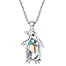 NEOGLORY Jewelry Aurora Borealis Crystal Penguin Birthstone Pendant Necklace Embellished with Crystals from Swarovski