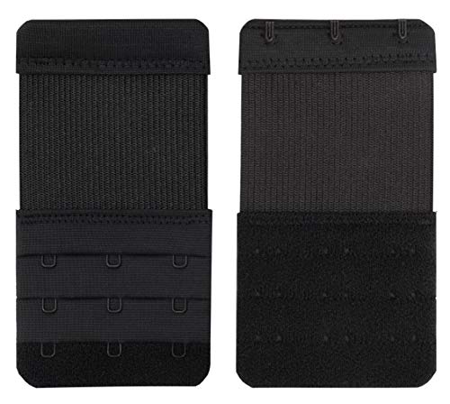 Bra Extender 3 Hooks,Stretchy Soft and Comfortable Bra Strap Extender - 4 pcs Pack (Black) - Thumbnail 4