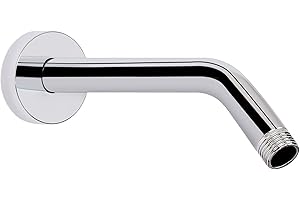 HarJue Shower Arm with Flange and Teflon Tape, Wall Mounted Shower Pipe 304 Stainless Steel Extension Arm for Fixed Shower Head & Handheld (8 Inch, Chrome)