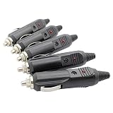 discoGoods 5PCS 12V Male Car Cigarette Lighter Socket Plug Connector With Fuse Red LED Cigar Lighter