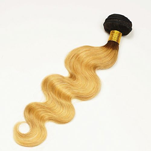 Stella Reina Natural Color 1B/27 Dart Roots Ombre Honey Blonde Hair Bundle 100g Brazilian Remy Hair Body Wave Sew In Weaves 100% Real Human Hair Extensions with Healthy Full Ends 18 Inch