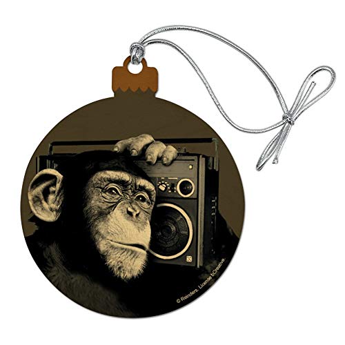 Graphics and More Chimp Monkey Boombox Radio Wood Christmas Tree Holiday Ornament