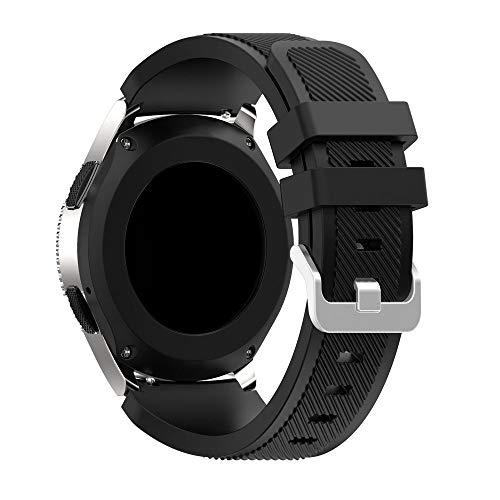 CSSD Soft Silica Gel Replacement Watch Strap Compatible for Samsung Galaxy Watch 46mm, Fashion Watch Accessories Solid Color Lightweight Bracelet Watch Strap Band for Women Men (46mm, Black)