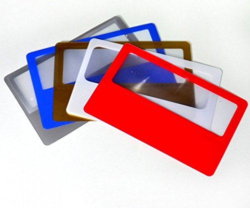 Credit Card Magnifiers 3x Magnification Semi-rigid Assorted Colors Mix 0.5mm Thin (Qty=5)