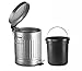 AMG and Enchante Accessories, Round Waste Bin, 5L Garbage Trash Can with Step Foot Pedal, WB07V GAL, Galvanized Steel