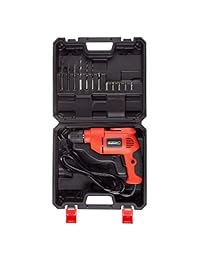 Stalwart - Taladro eléctrico con cable de 5.9 ft - Velocidad variable, destornillador con cable reversible con nivel de burbuja, funda de transporte y accesorios
