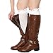FAYBOX Women Lace Boot Socks Trim Leg Warmers Button Cuffs Toppers WHT