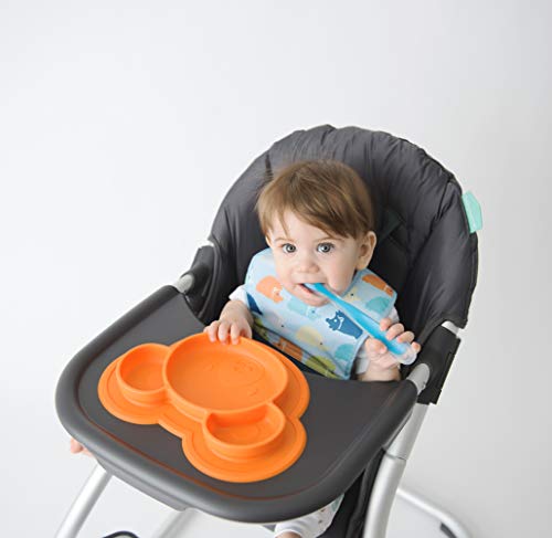 Kushies Siliplate, Silicone Suction Plate For Toddlers, BPA, PVC & Phtalate Free, Dishwasher, Microwave & Oven Safe, Non Slip, Non Skid Stay Put Feeding Dishess - Orange Bear (Carrot)