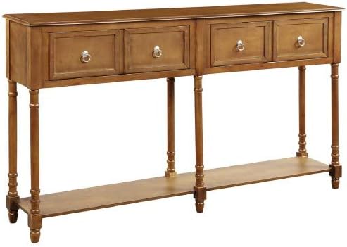 Console Table, Sofa Table, Industrial Entryway Table with 4 Drawers and Storage Shelf, for Entryway Hallway Living Room(34'' H x 58'' L x 11'' D)