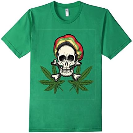Men's RASTAMAN SKULL HEAD &amp; CROSSBONES GANGA LEAVES TEE SHIRT 3XL Kelly Green