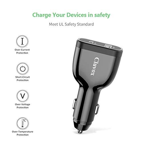 Cluvox USB C PD Car Charger 65W Compatible for Apple MacBook/Pro/Air/iPad Pro 2018/Chromebook 45W Laptop Car Charger Power Delivery&18W Quick Charge 3.0 USB Phone Charger for Car, 6.6ft Type C Cord - Thumbnail 4