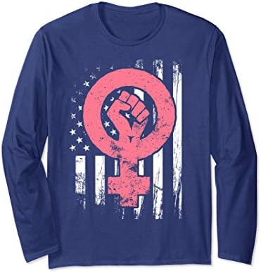 Unisex Resist Feminist Long Sleeve Shirt Women's Rights Movement Small Navy