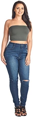 TK Women's Junior Plus Size Solid Strapless No Pads Bandeau Top Grey One Size