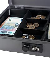Pavo Metal Cash Box 12 Inch with Combination Lock Dark Grey view 4