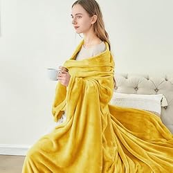 BEDELITE Fleece Blankets Queen Size Yellow Throw