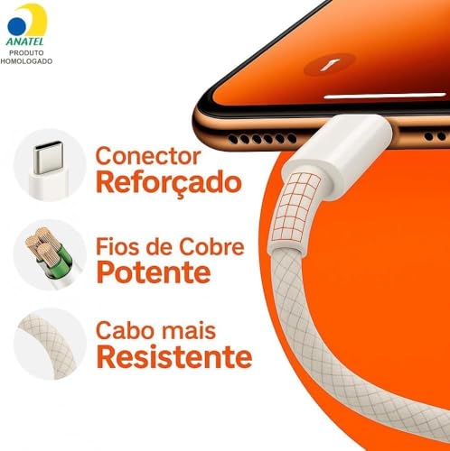 Carregador Super Turbo 25W Compatível iPhone 15/16/17, GALAXY - Todos ANDROID Entrada TIPO-C + Cabo Reforçado - Fast Power, Compatível Com Todos Dispositivos Com Entrada USB TIPO-C