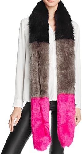 Cara New York Women's Skinny Colorblock Faux-Fur Popsicle Stole Scarf; Black, Gray, Pink