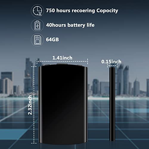Voice Activated Recorder,EOVAS 64 GB Digital Voice Audio Recorder Recording Device with Playback Mini Tape Dictaphone USB MP3 Mic 750 Hour Capacity 40-Hour Battery for Lecture Interview Meeting Class