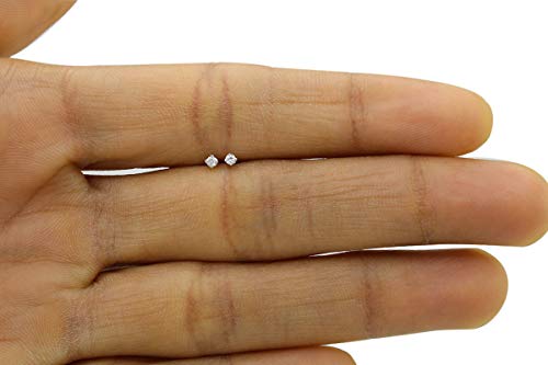 0.04CTTW Very Small Round Natural Diamond Stud (IGI Certified 0.70 ct & up) Plus Quality Screw Back Earrings in 14k Solid White Gold, 0.04 Ctw - 2.00 Ctw) - Thumbnail 4