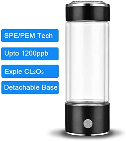 RESH Hydrogen Water Bottle Portable Hydrogen Water Maker SPE PEM Technology Rechargeable Ionized Water Generator Anti Aging Antioxidant Glass Bottle 350ml