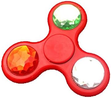 Tri Fidget Hand &amp; finger Spinner, Ultra Fast stainless steel bearings, Great Gift for ADD, ADHD, Anxiety, and Autism Adult &amp; Children, red spinner inbed plastic diamond