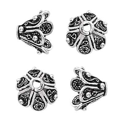 Silver Plated Carousel Cone Beadcaps 9mm (4)