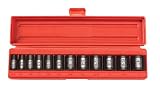 TEKTON 3/8-Inch Drive Shallow Impact Socket Set, Inch, Cr-V, 6-Point, 5/16-Inch - 1-Inch, 12-Sockets | 47910
