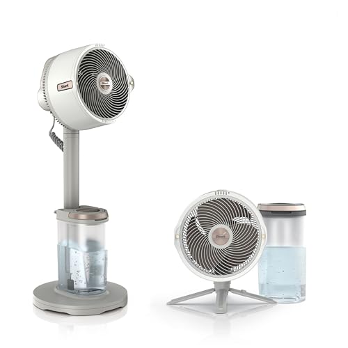 Shark FlexBreeze Pro Mist Akku-Ventilator für innen und außen mit Sprühsystem, tragbarer Sprühtank, 20 m, Stand- & Tischventilator, 5 Geschwindigkeitsstufen, leise, Fernbedienung, Dove FA300WHEU