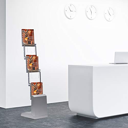 DISPLAY SALES A4 Folding Borchure Display | Display Stand with 5 Acrylic Compartments | A4 Leaflet Display with Carry Bag | Ideal for Brochure, Catalogue, Flyer