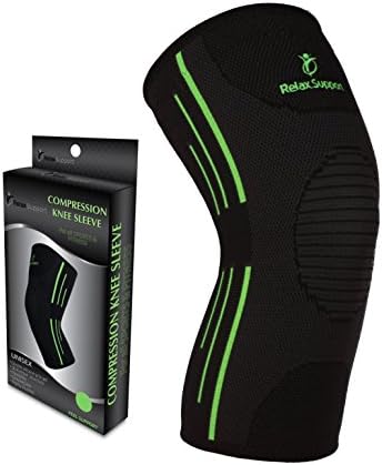 Comfortable RS2 Compression Knee Sleeve (1 Piece) with 3D Knitted Structure, Support in Sport like Athletic Running Gym Jogging and is Best for Injury Recovery - Brace for Men Women and Kids