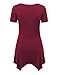 Lock and Love LL WT1359 Short Sleeve Knot Front Baby Doll Tunic XXL WINE