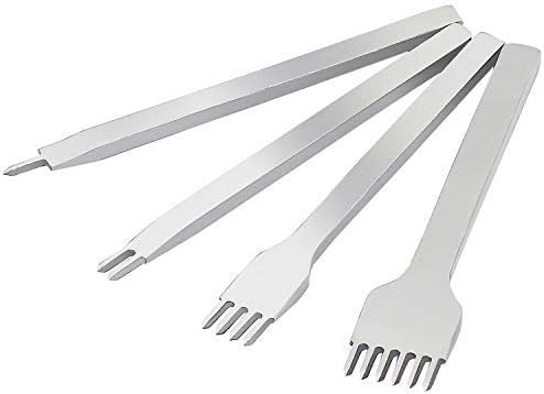 Coolty 1/2/4/6 Leather Craft Tools, DIY Leather Craft Prong, Diamond Lacing Stitching Chisel Hole Punches Tools (3MM, Silver)