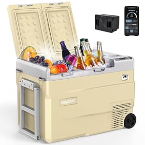 【日本法人運営】SAMONIC 車載冷蔵庫 K38 55L 大容量 バッテリー付き -20℃～20℃ 2室独立温度管理