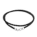 Black Genuine Leather Braided Weave Necklace Pendant Cord for Women for Men Teen Silver Plated Lobster Claw Clasp