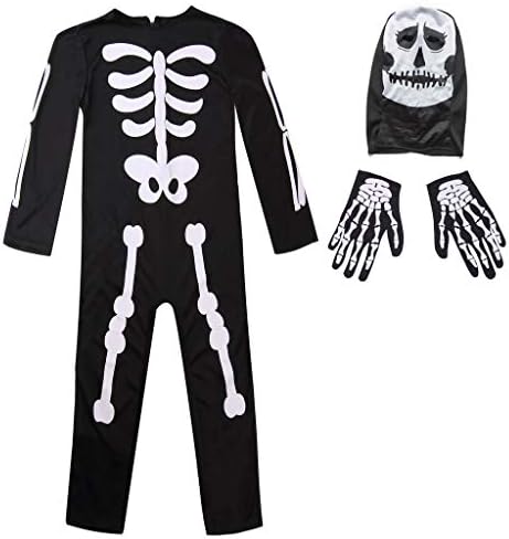 Meeyou Kids Skeleton Costume, Halloween Horror Jumpsuit for Boys&Girls