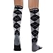 Argyle Compression Socks - Graduated Travel Compression Sock for Men and Women - Use for Running, Nurses, Maternity, Flight