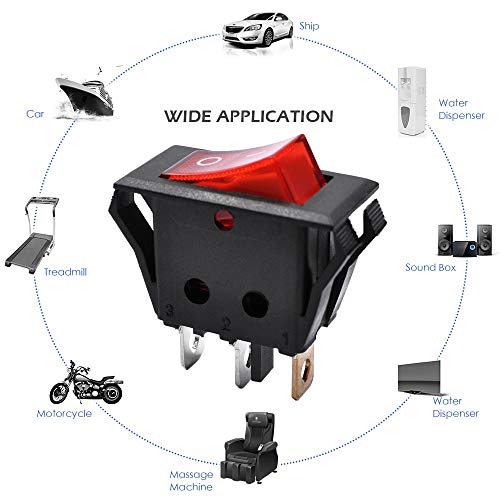 AutoEC On Off Rocker Switch, 10Pcs AC 15A/250V 20A/125V 3 Pin Mini SPST Toggle Switch, Use for Car Auto Boat Household Appliances