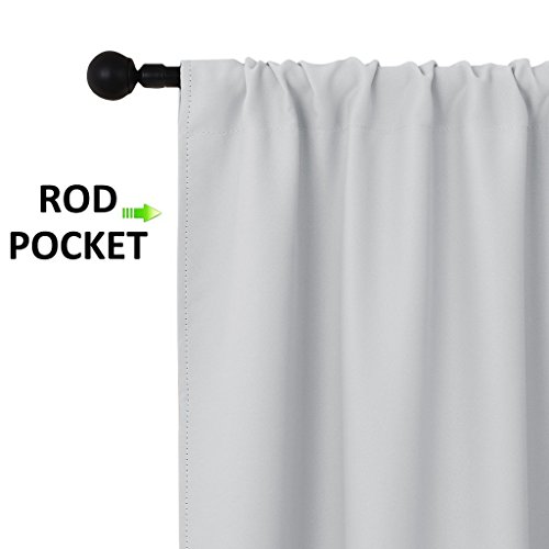 image for Greyish White Bedroom Curtain Panels - NICETOWN Multi-function Noise R