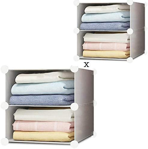 Inxасt Portable Wardrobe Inserts Storage Organiser Closet System 90 cm x 37 cm x 36 cm, White (2&2-Level)