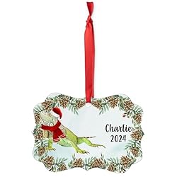 Green Iguana Christmas Ornament 2024 - Personalized