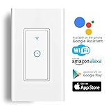 Smart Light Switch,Wi-Fi Switch In-wall Wireless Switch Compatible With Amazon Alexa,Remote Control Your Fixtures From Anywhere,Timing Function,Overload Protection,No Hub Required