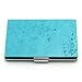 Partstock(TM) Flower Pattern PU Leather & Stainless Steel Business Name Card Holder Wallet Credit Card ID Case/Holder 22 Name Cards Case for Women Ladys.(Blue)