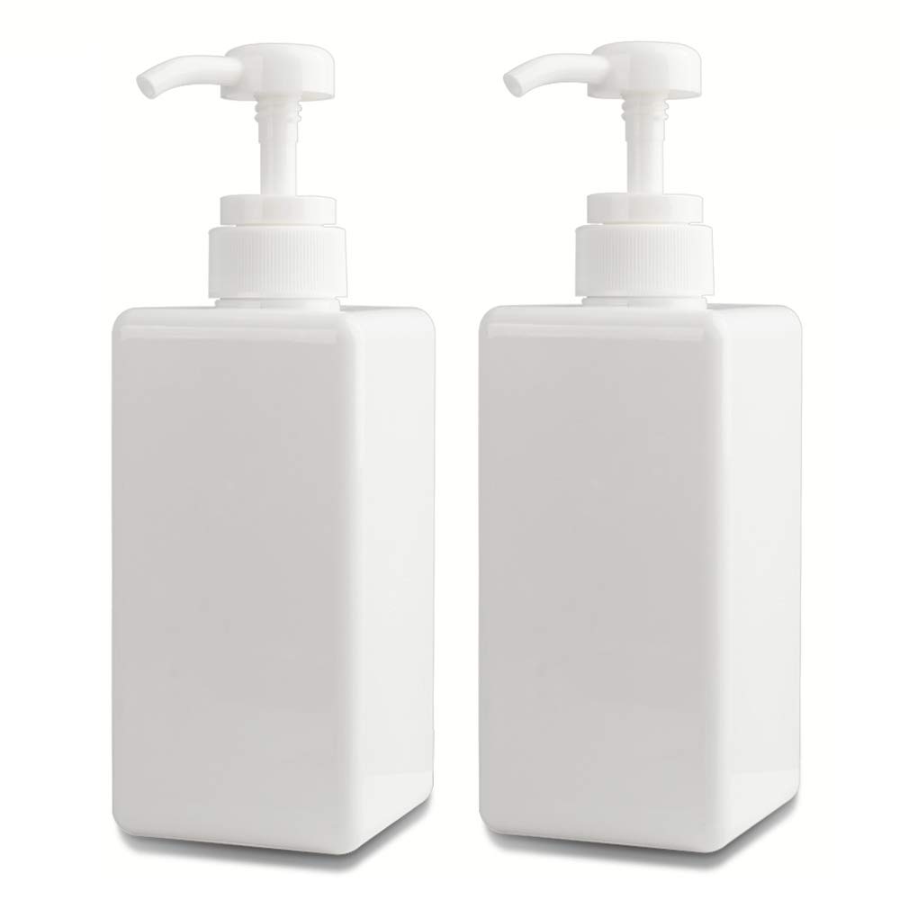 Pump Bottle, Refillable Plastic Empty Lotion Soap Dispenser Liquid Container for Bathroom Shampoo and Body Wash, 22oz/650ml White 2 Pack
