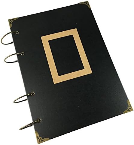 Black Glitter - Extra Large Scrapbook DIY Photo Album w/Mountable Photo Frame and Protective Cover, Wedding Guest Book, Photo Booth Album (Portrait, Black Paper)