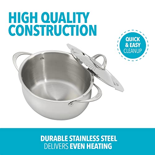 Bialetti Oval 6 Quart MultiPot with Strainer Lid, whole pasta, corn