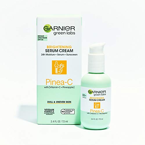 GARNIER GREEN LABS PINEA-C 3-IN-1 BRIGHTENING SERUM CREAM, 24H MOISTURE + SERUM + SPF 30 WITH VITAMIN C, 2.4 FL OZ (72ML), 1 COUNT (PACKAGING MAY VARY)