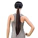 SWACC Women Long Straight/Curly Wavy Wrap Around Ponytail Extension Synthetic Hair Piece Clip in Hair extensions (Straight, 4#-Dark Brown)